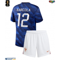 Otroški Nogometni dresi Francija Bradley Barcola #12 Domači SP 2026 Kratek Rokav (+ Kratke hlače)